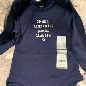 NWT Boys onesieSmart and bald like grandpa